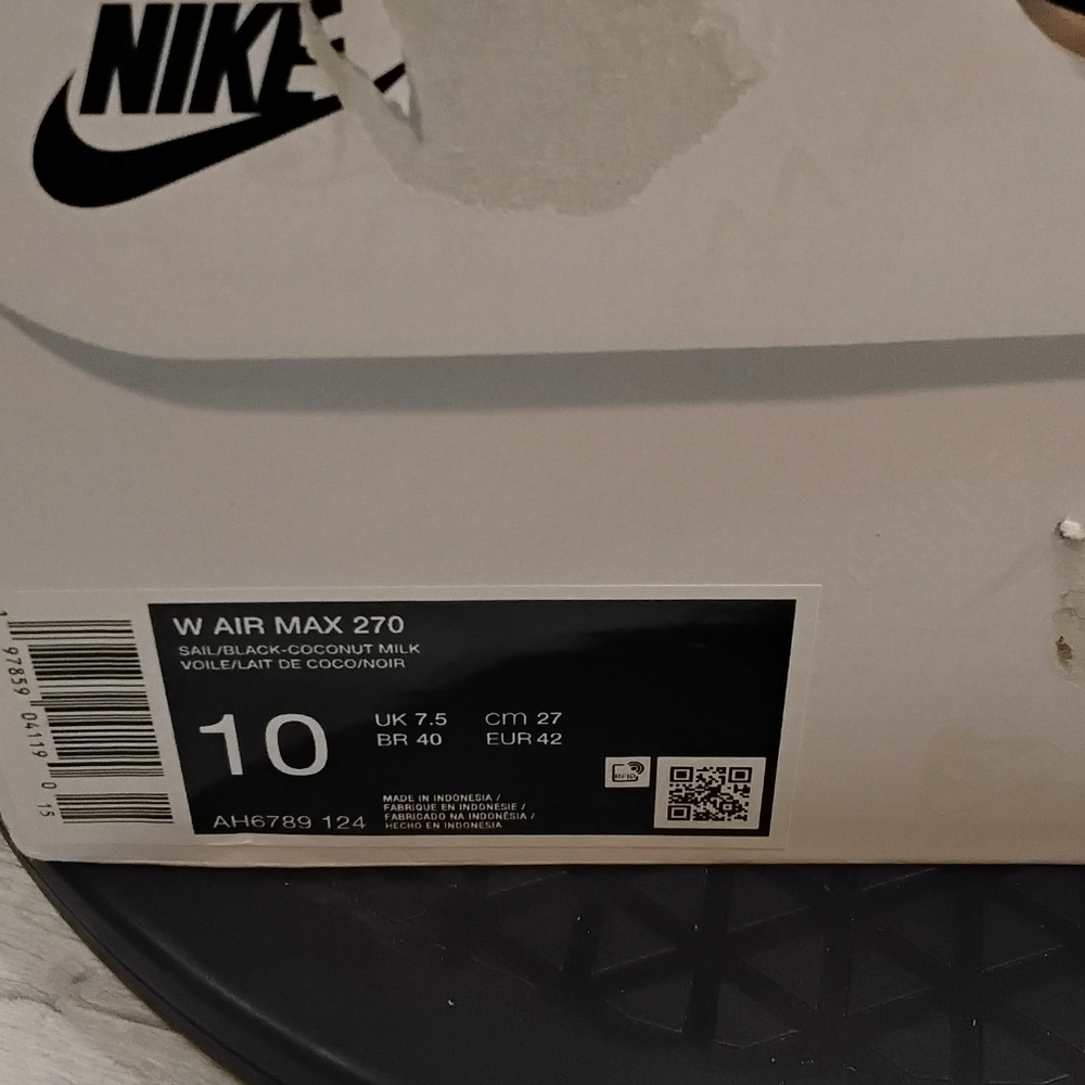 NEW Nike Womens Air Max 270 Cocounut Cream Yellow Translucent Air Unit Size 10 - Picture 11 of 12